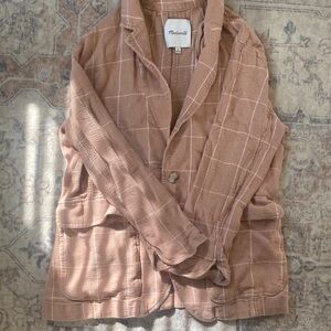 Madewell Plaid Blazer in Soft Brown
